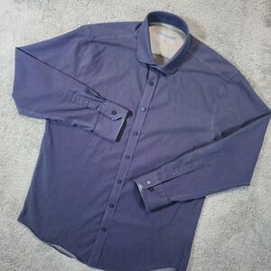 Twillory Performance Shirt Mens 17 34/35 Blue Tailored Fit Button Down Stretch